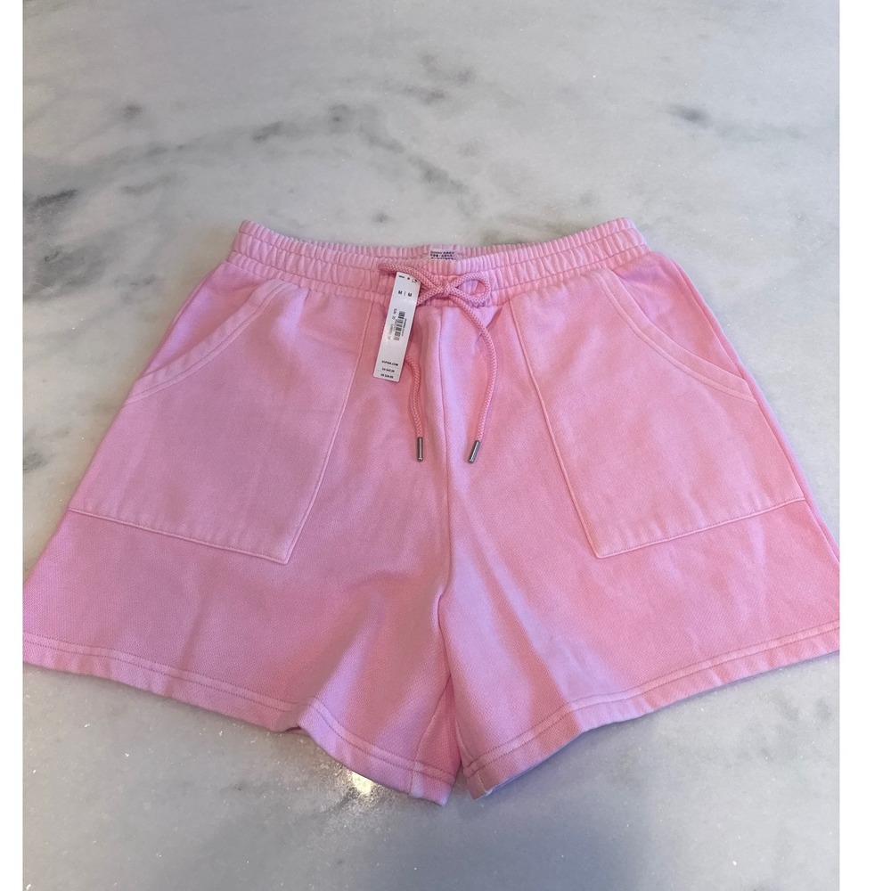 Victorias Secret PINK Fleece Lounge Shorts Pink Embroidered Logo Size Medium NEW